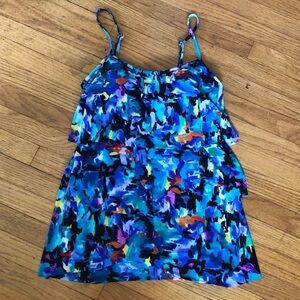 Mainstream Blue Ruffle Tiered One Piece Swimsuit